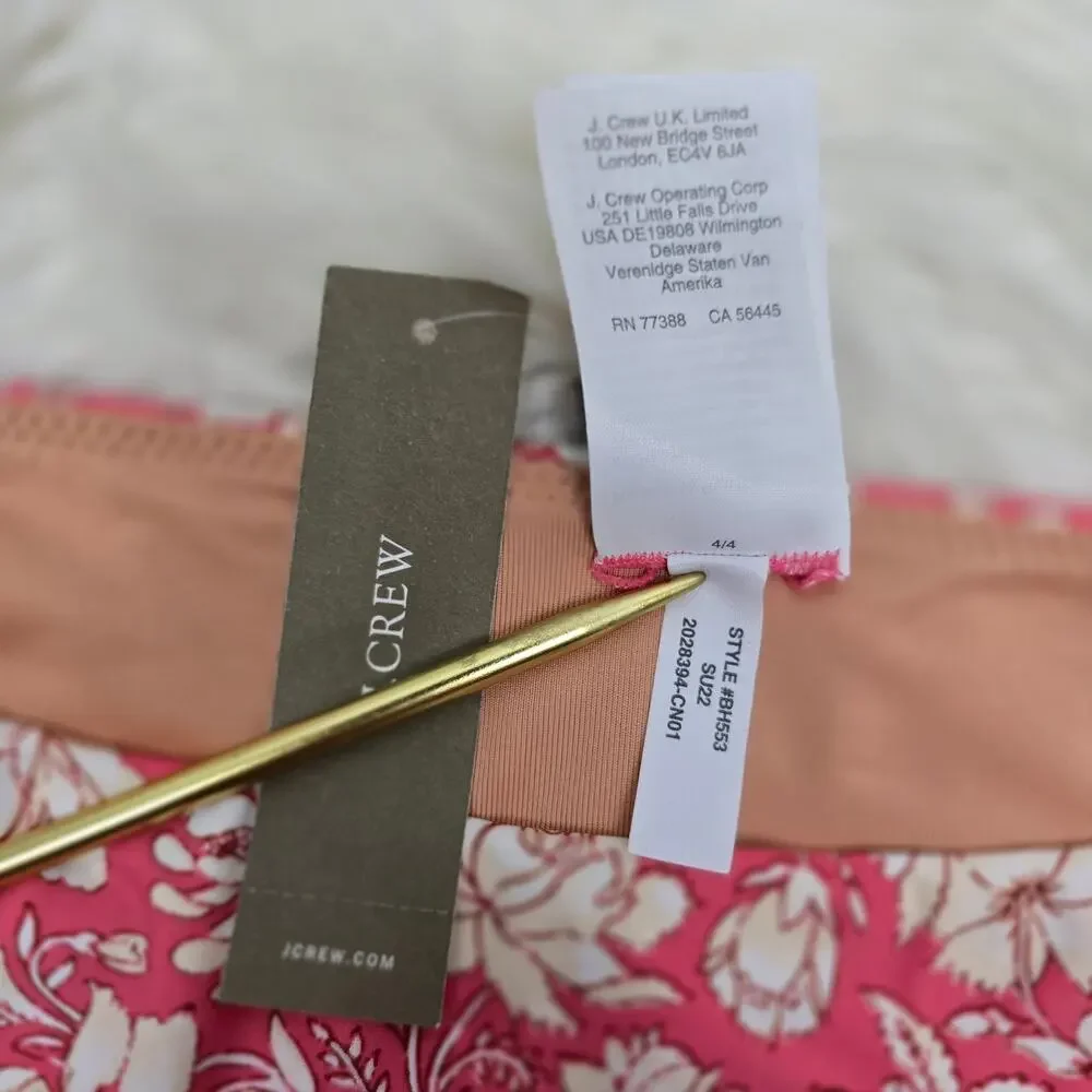NWT  J. Crew Curved Waist Cheeky Bikini Bottoms Plus Size 3X Pink Floral BH553